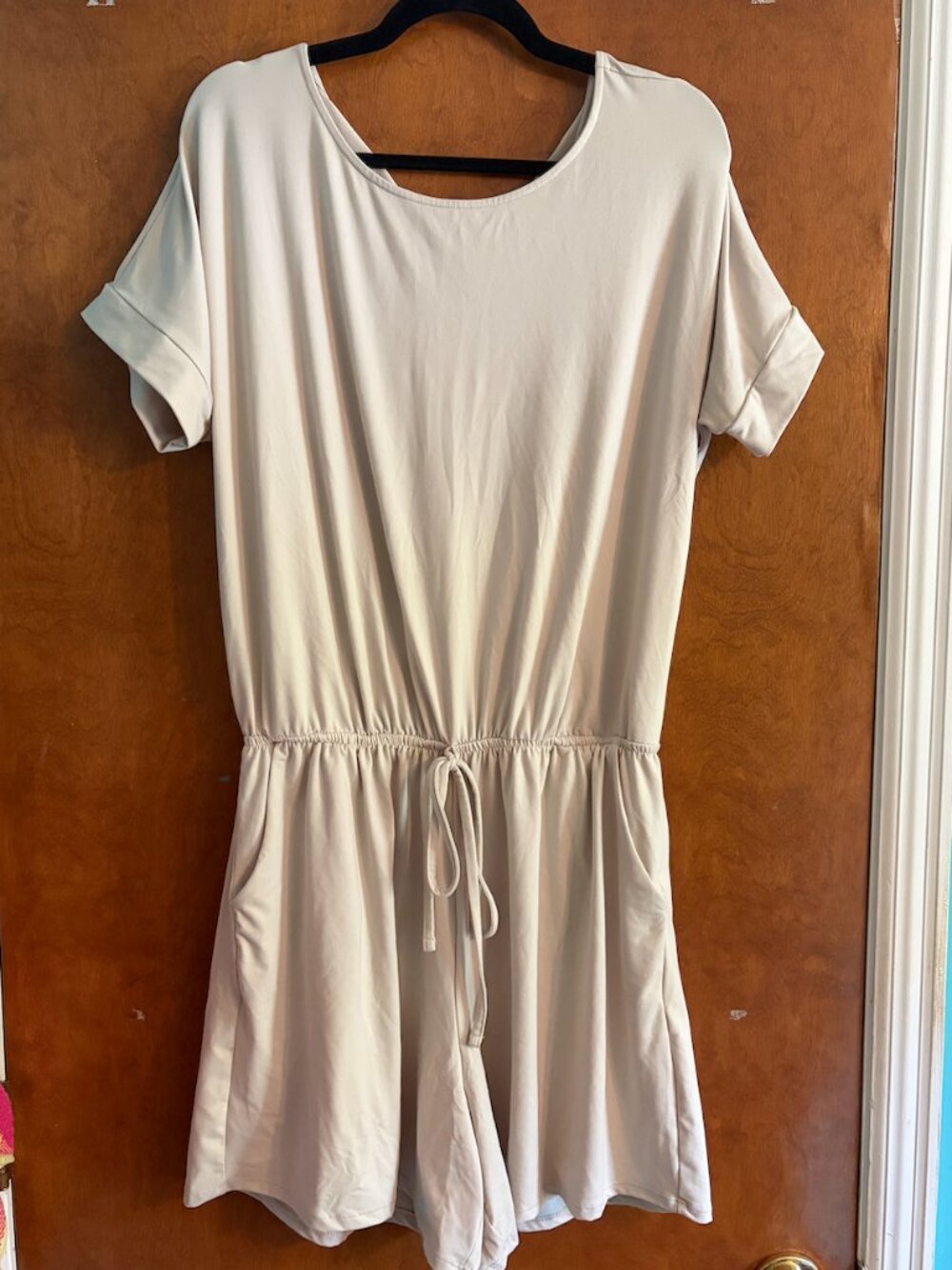 Zenana Cream Tie Romper